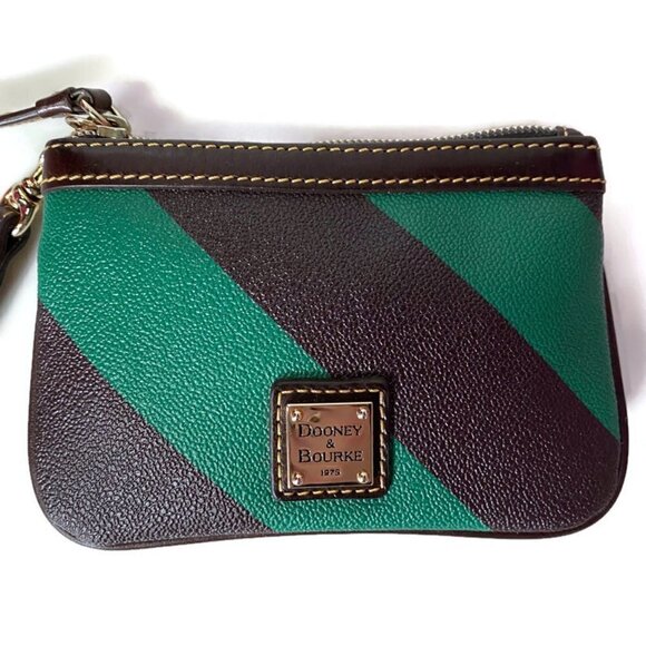 Dooney & Bourke Green Stripe Leather Wristlet - Picture 2 of 7